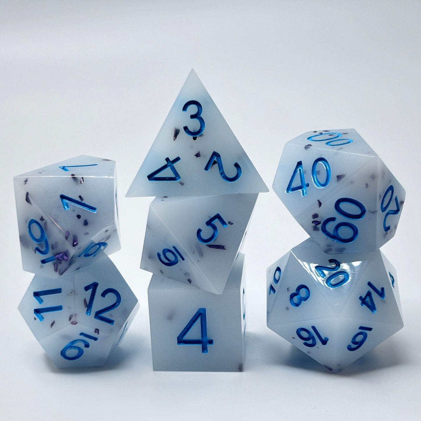 Sharp Edge Resin White and Blue Marbled Shards