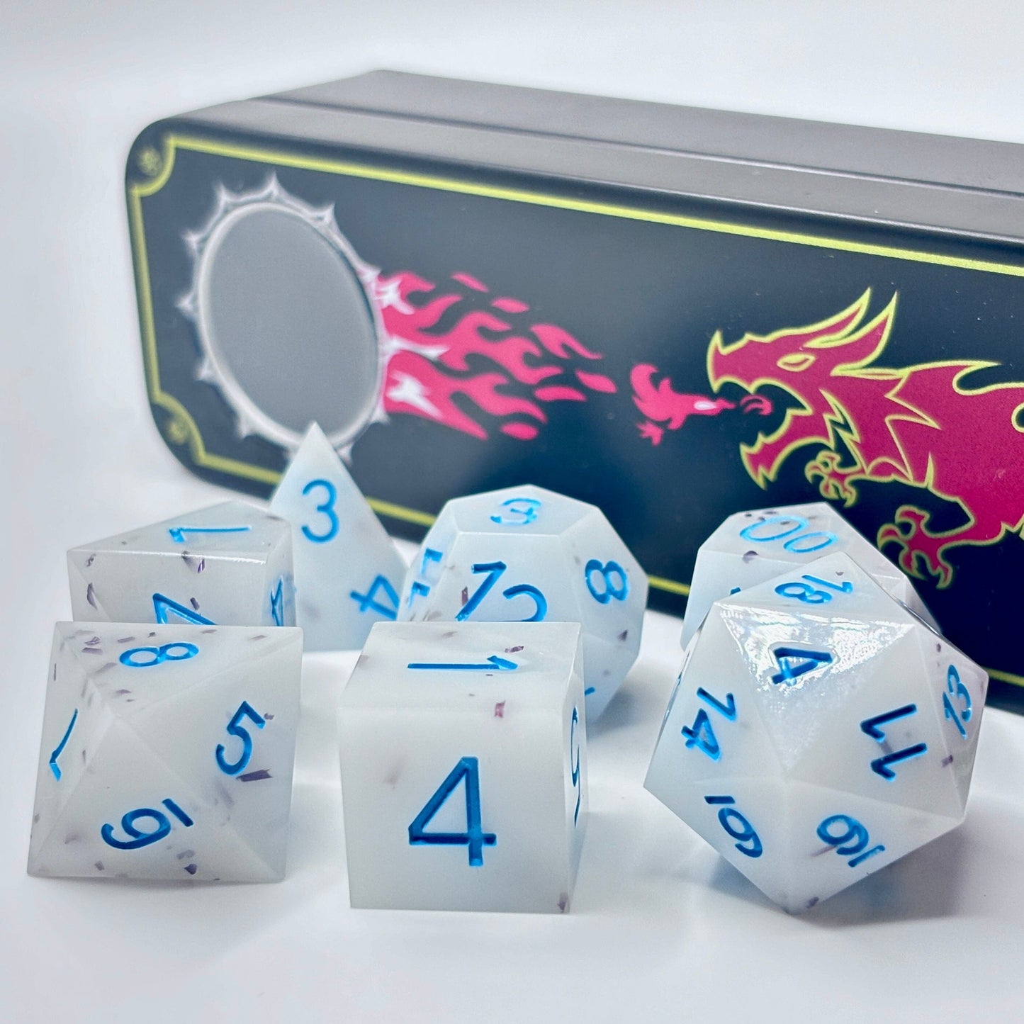 Sharp Edge Resin White and Blue Marbled Shards