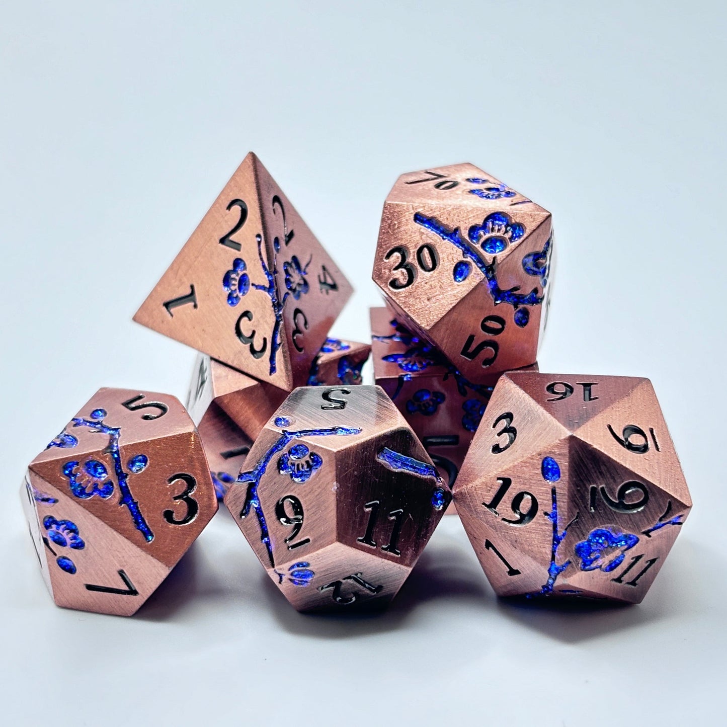 Metal Bronze and Blue Cherry Blossom