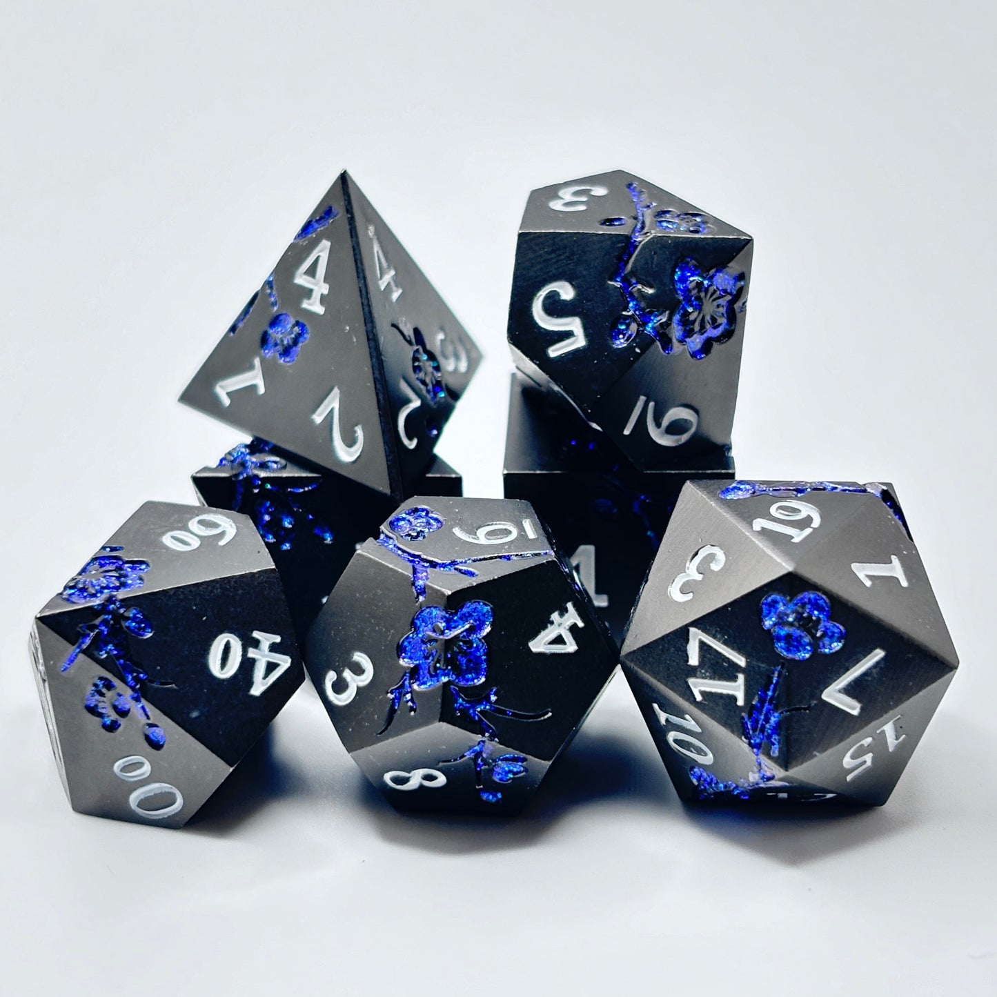Metal Black and Blue Cherry Blossom