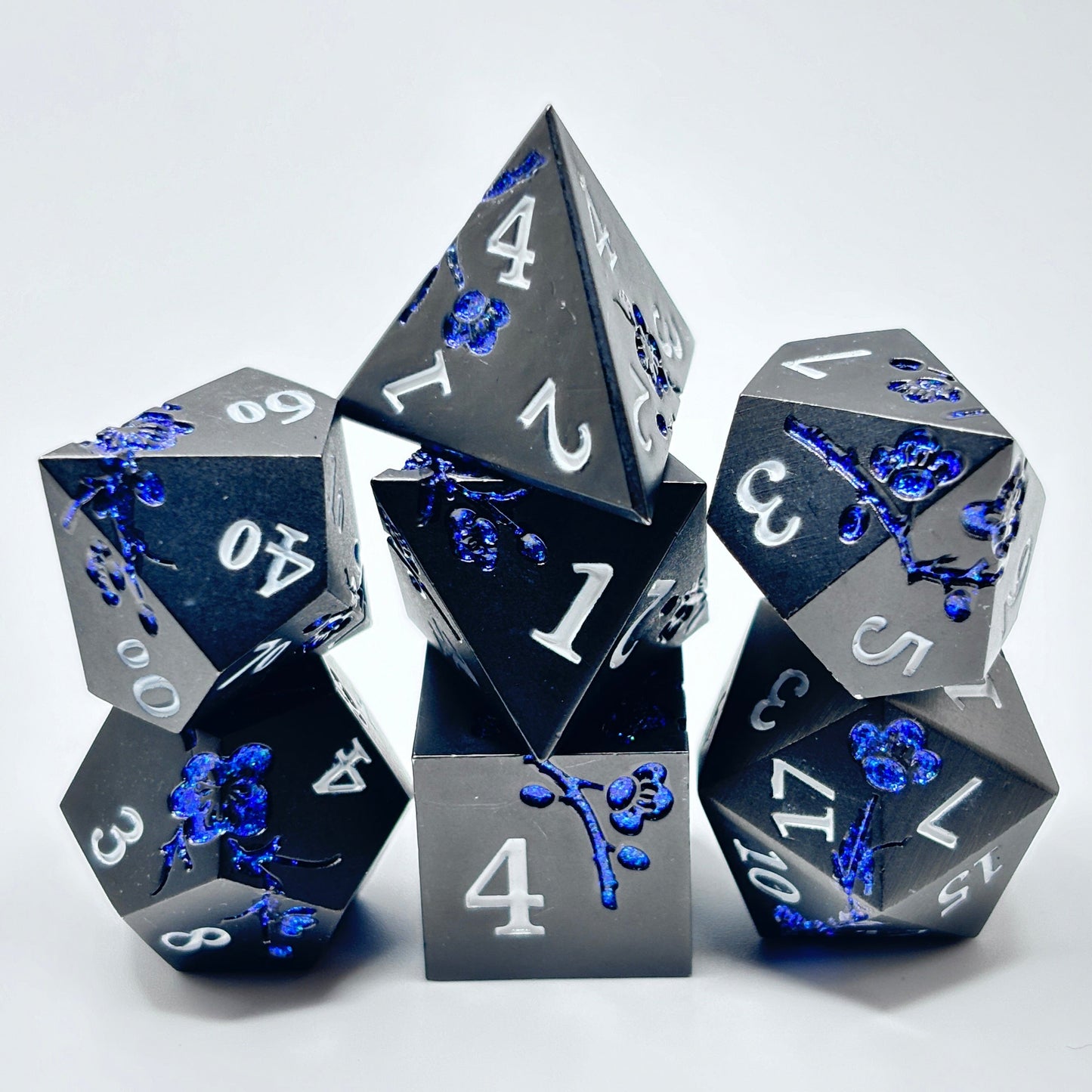 Metal Black and Blue Cherry Blossom