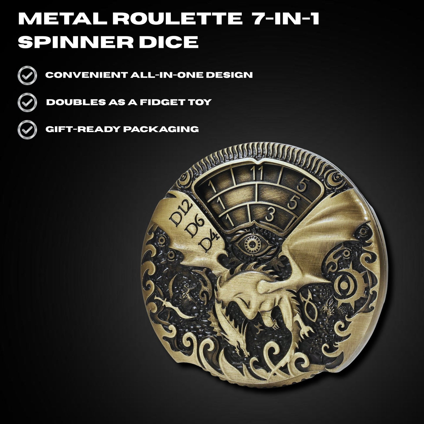 Metal Roulette 7-in-1 Spinner Dice