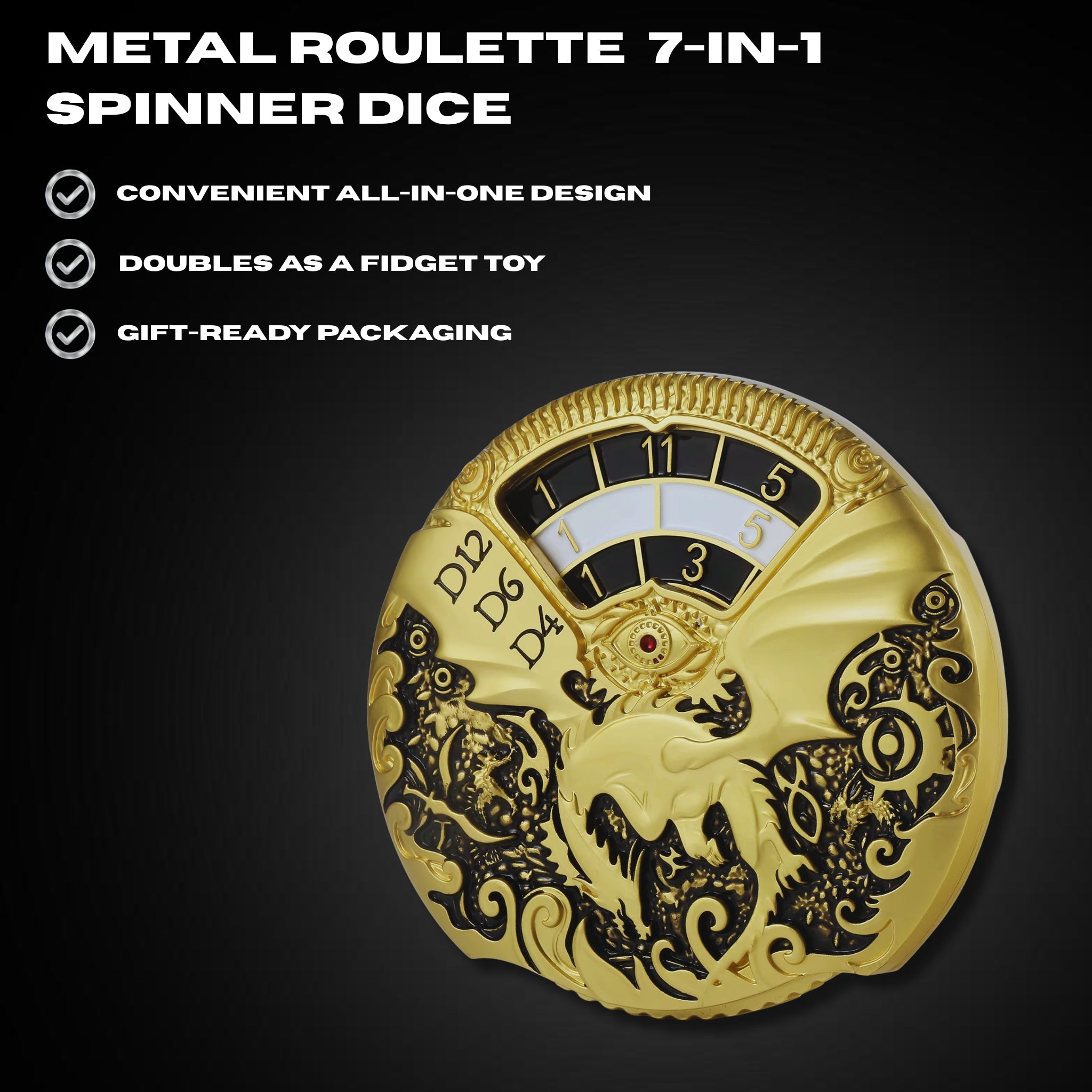 iFCOW Dés Spinner 7 en 1 en métal Roulette Dice Spinner D4 D6 D8 D10 D12 D20 D% pour TRPG Jeux de société RPG Jeux de rôle Dés iFCOW Dés Spinner 7 en 1 en métal Roulette Dice Spinner D4 D6 D8 D10 D12 D20 D% pour TRPG Jeux de société RPG Jeux de rôle Dés