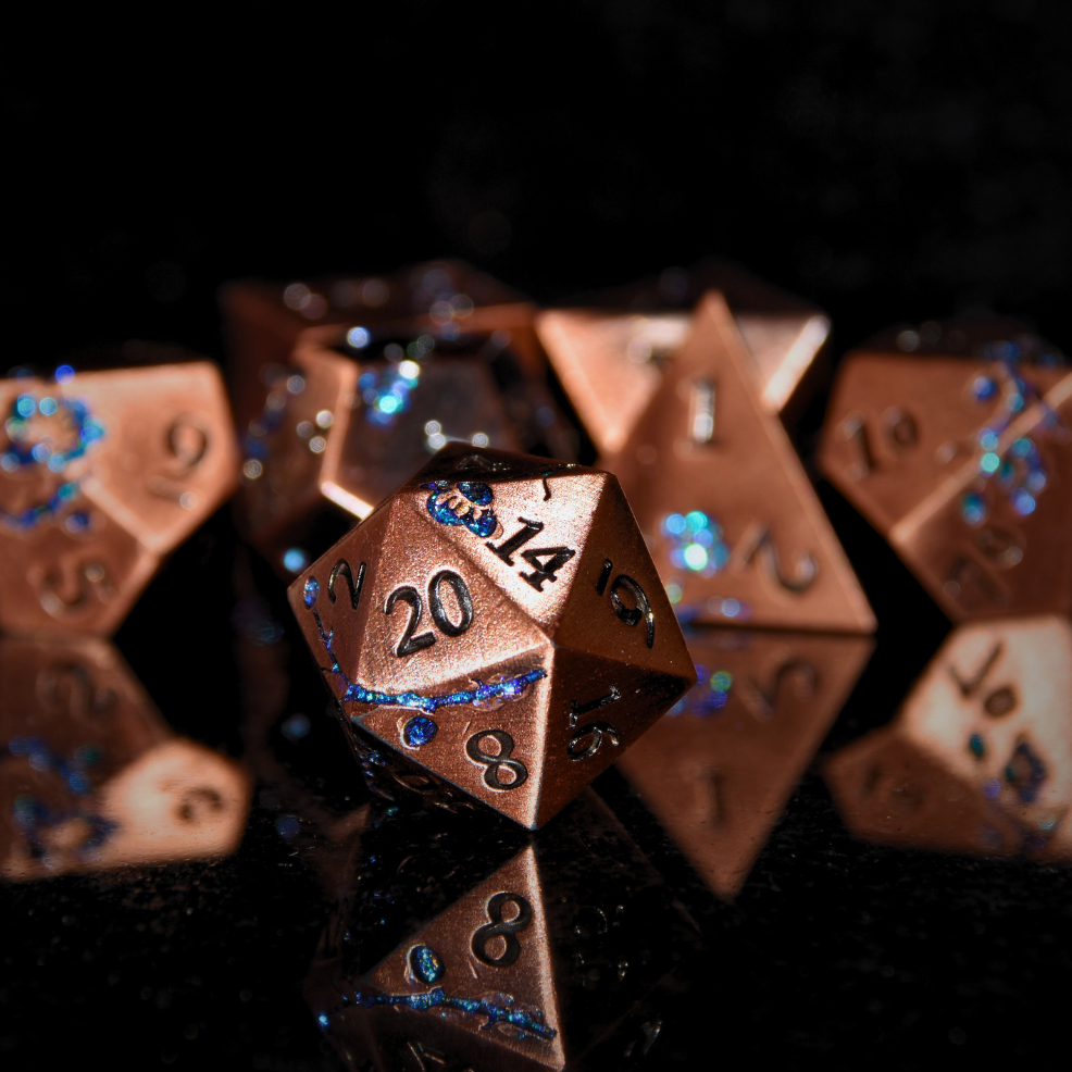 Metal Bronze and Blue Cherry Blossom