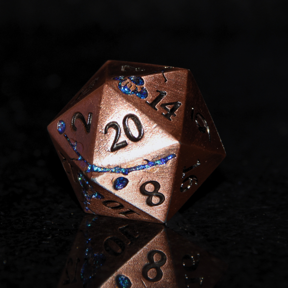 Metal Bronze and Blue Cherry Blossom
