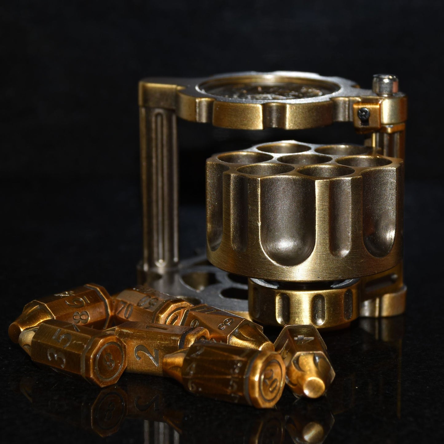 Metal Bullet Revolver Dice Set
