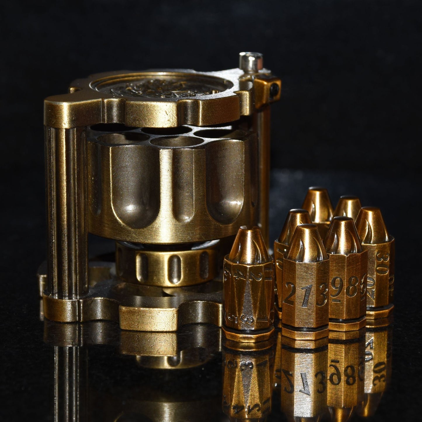 Metal Bullet Revolver Dice Set