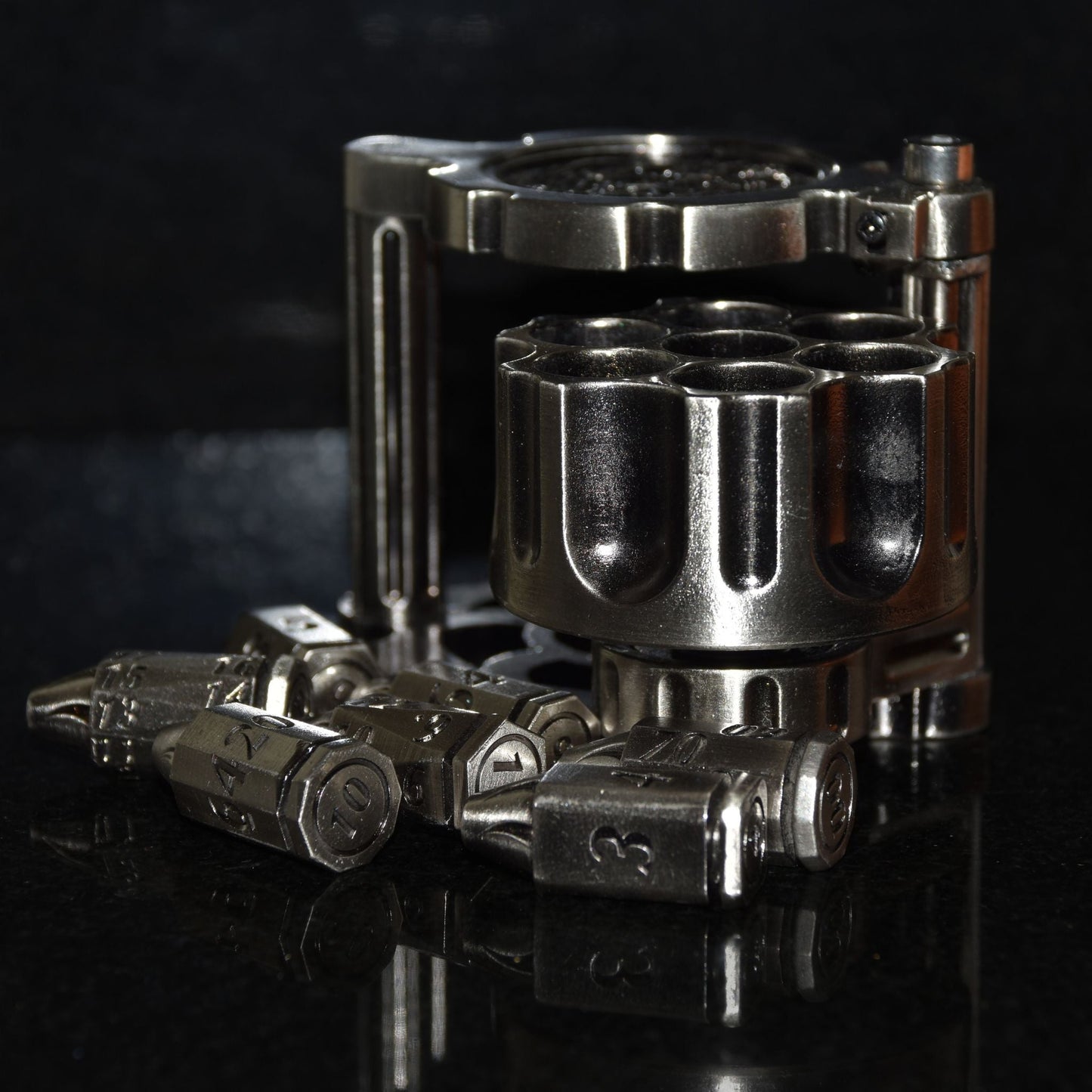 Metal Bullet Revolver Dice Set