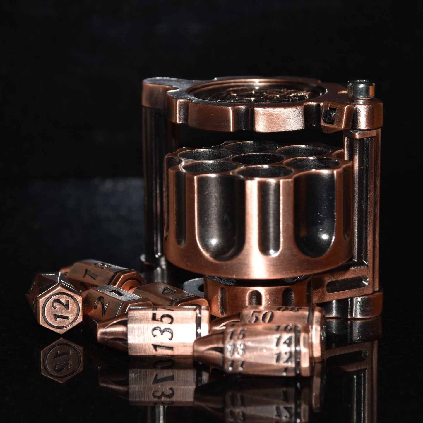 Metal Bullet Revolver Dice Set