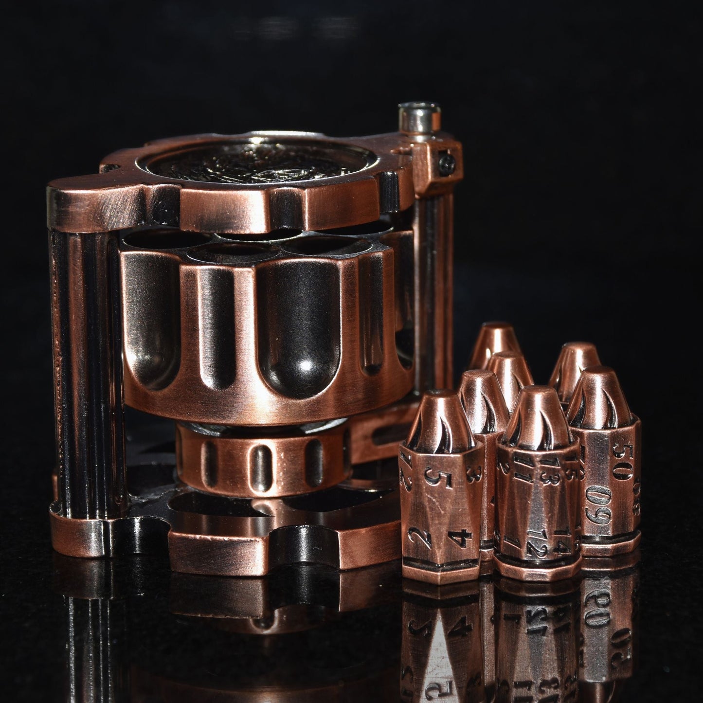 Metal Bullet Revolver Dice Set
