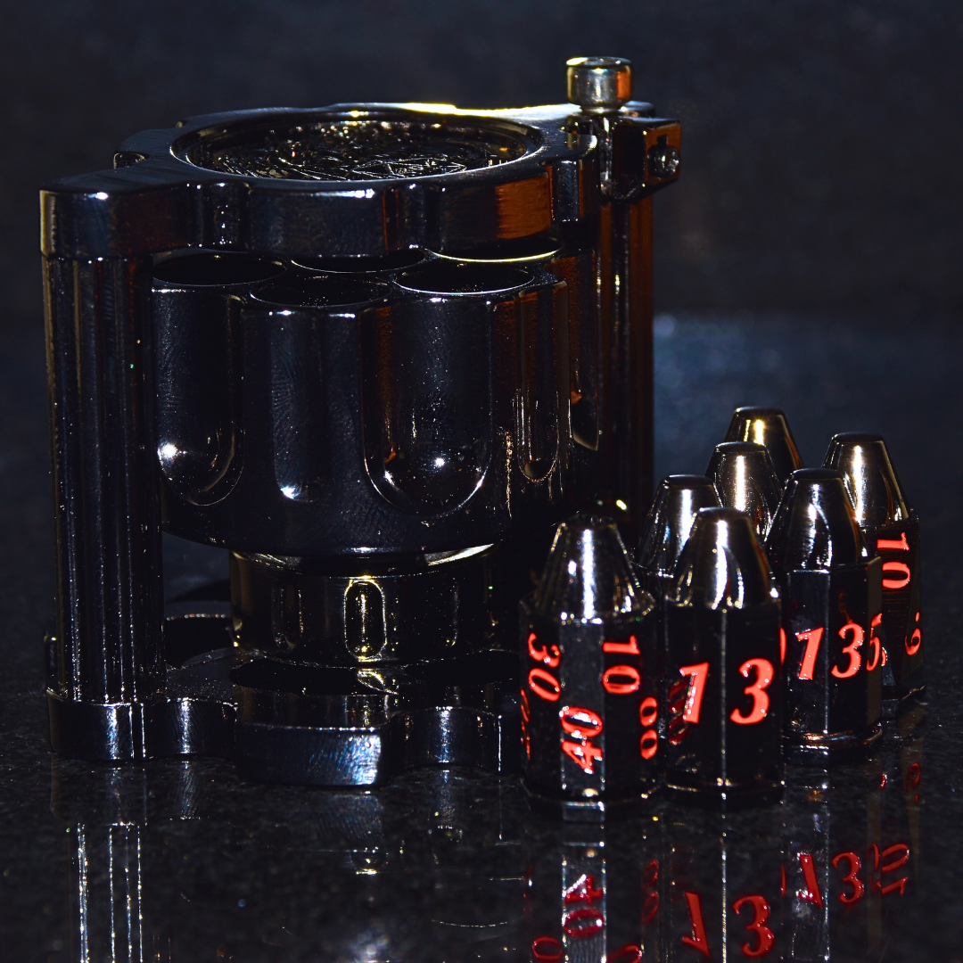 Metal Bullet Revolver Dice Set