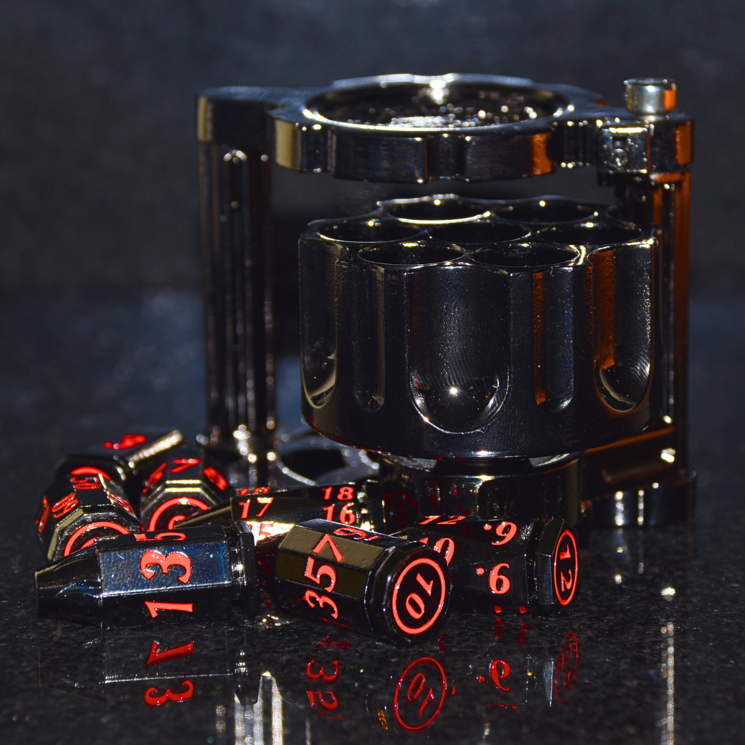 Metal Bullet Revolver Dice Set
