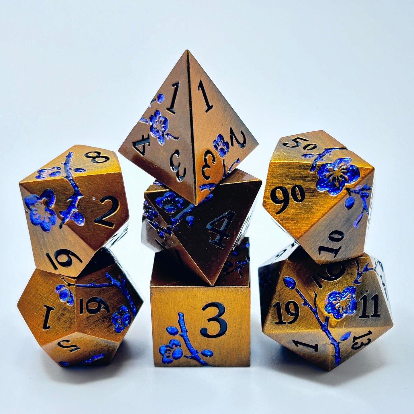Metal Bronze and Blue Cherry Blossom