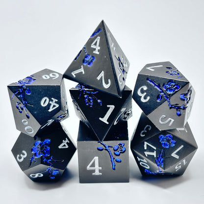 Metal Black and Blue Cherry Blossom