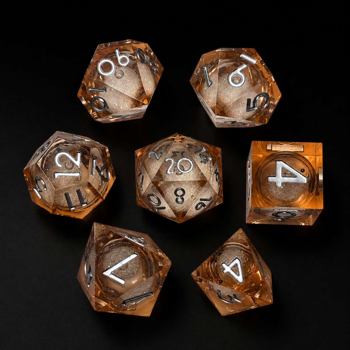 Orange Stardust - Liquid Core Dice
