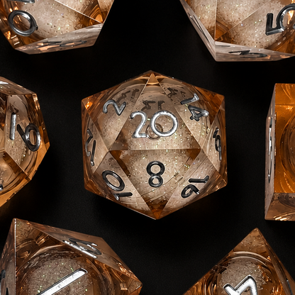 Orange Stardust - Liquid Core Dice