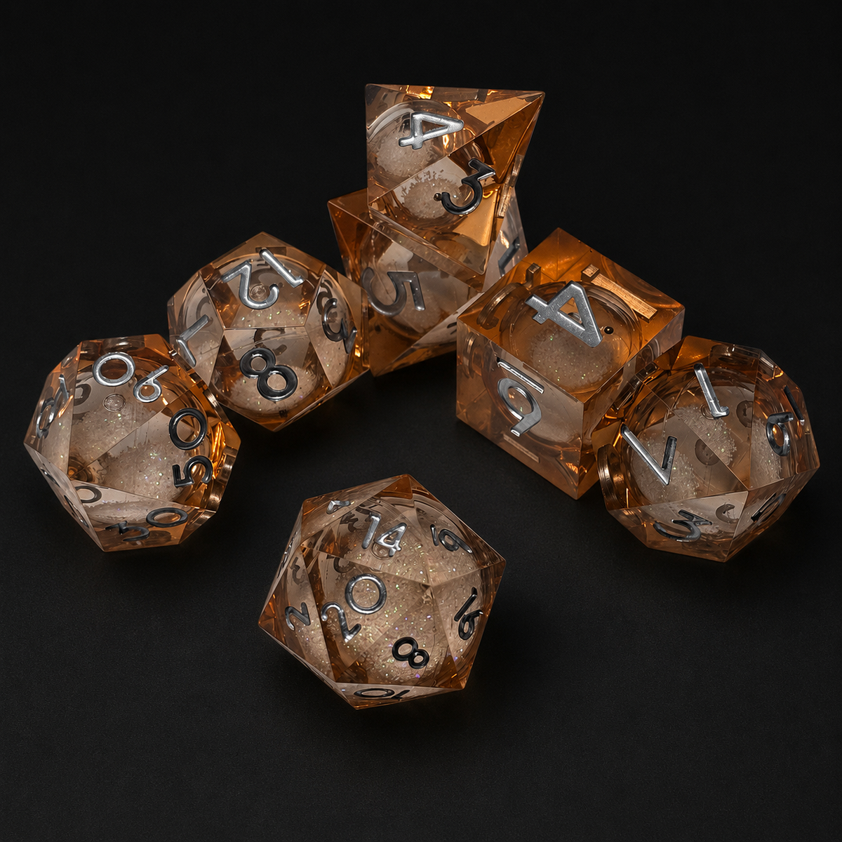 Orange Stardust - Liquid Core Dice