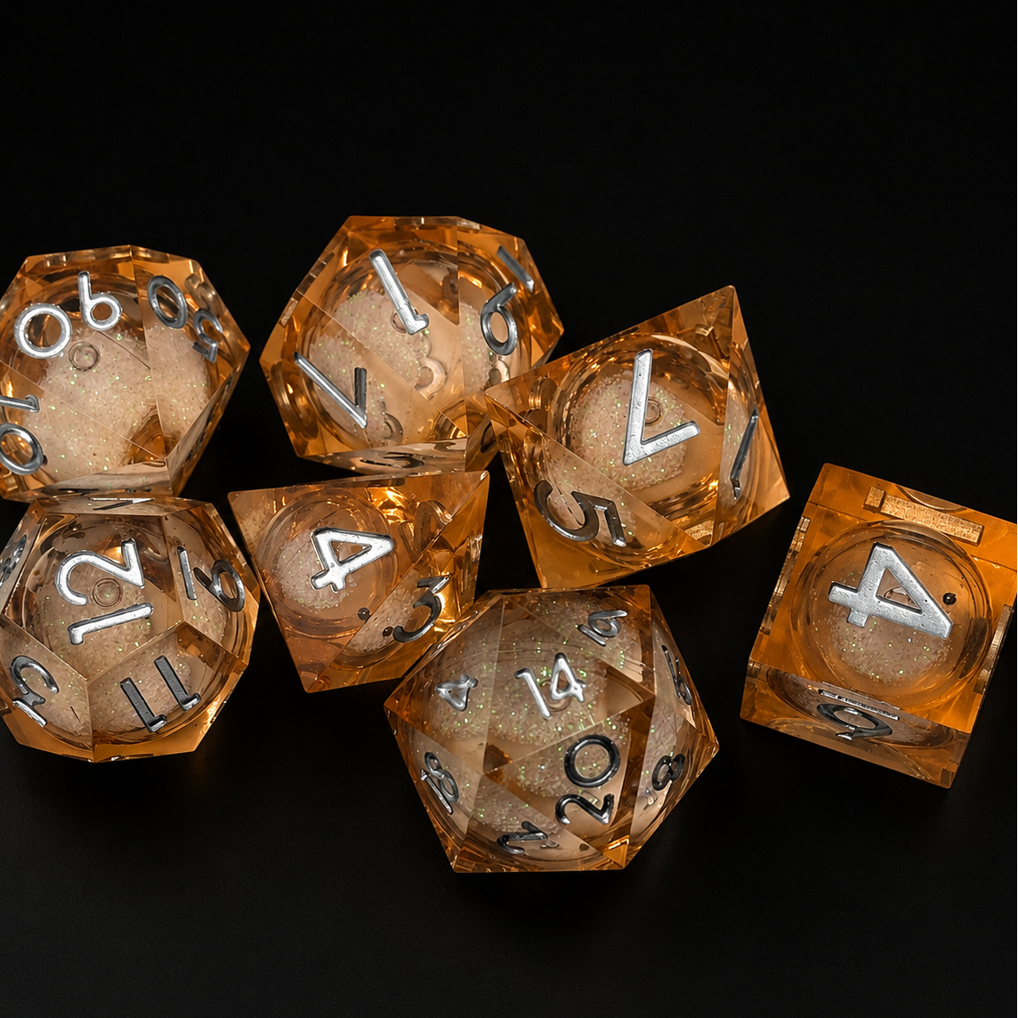 Orange Stardust - Liquid Core Dice