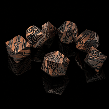 Copper and Black Stripe - Metal Dice Set