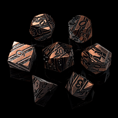 Copper and Black Stripe - Metal Dice Set