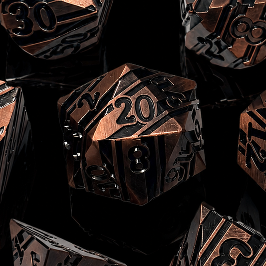Copper and Black Stripe - Metal Dice Set