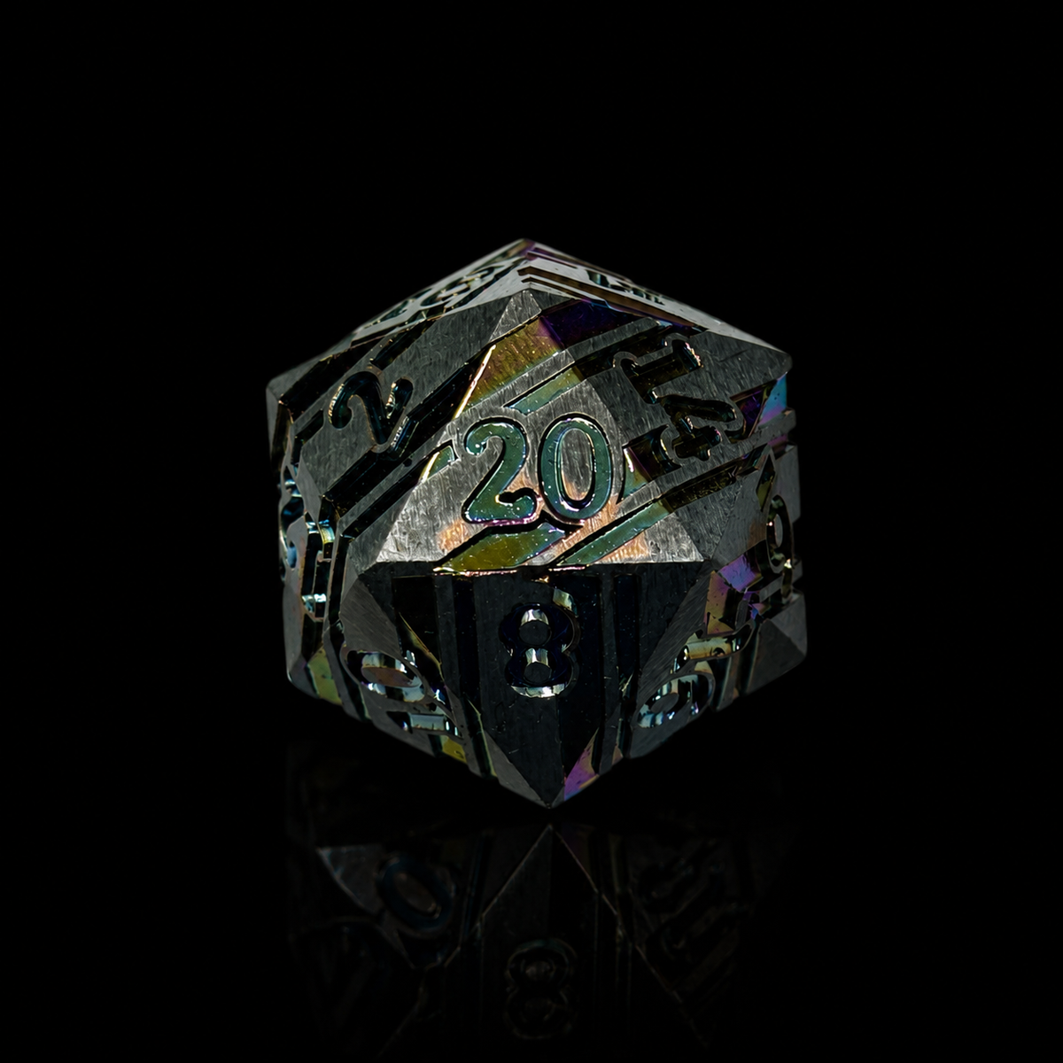 Steel Prismatic Stripe - Metal Dice Set