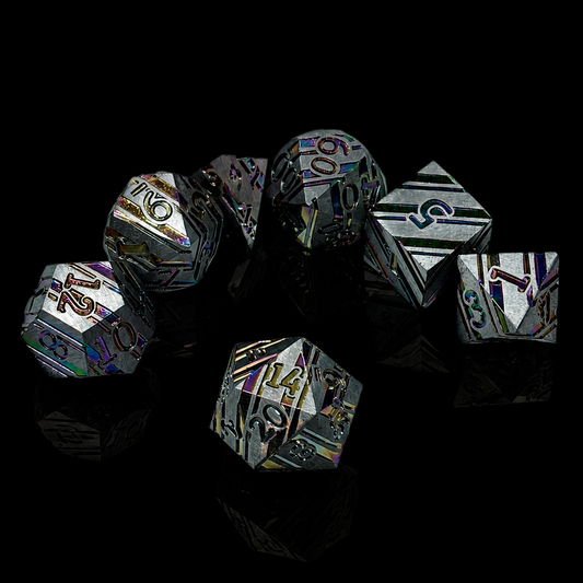 Steel Prismatic Stripe - Metal Dice Set