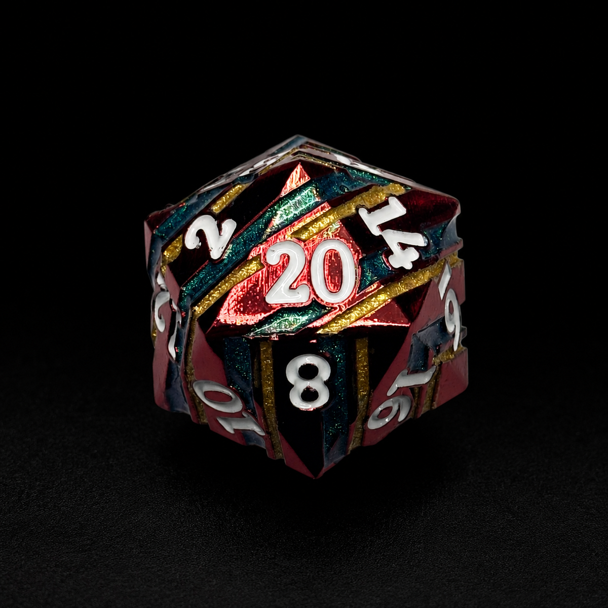 Red Multi Stripe Blue and Gold - Metal Dice Set