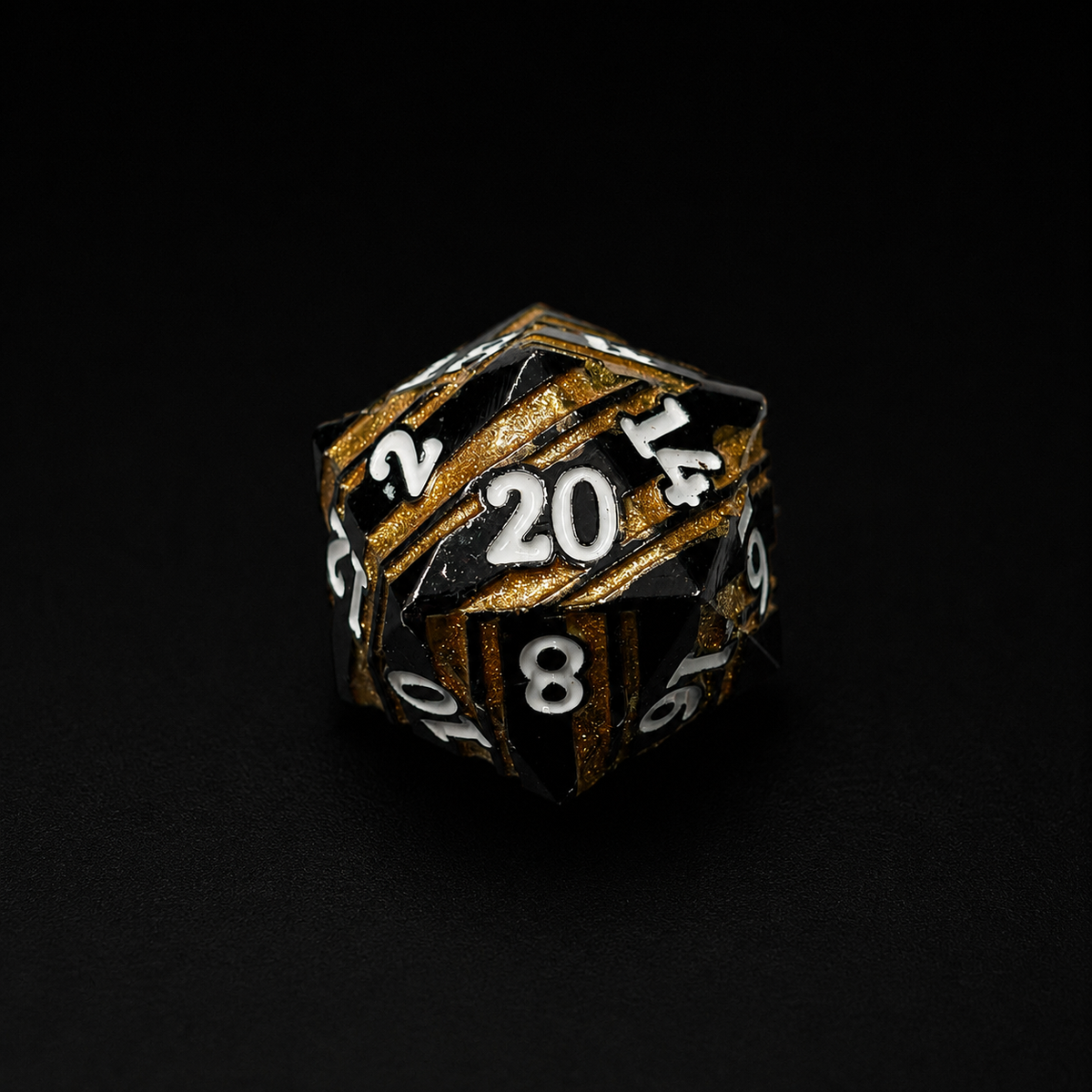Gold Glitter Stripe - Metal Dice Set