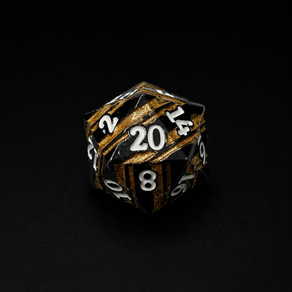 Gold Glitter Stripe - Metal Dice Set