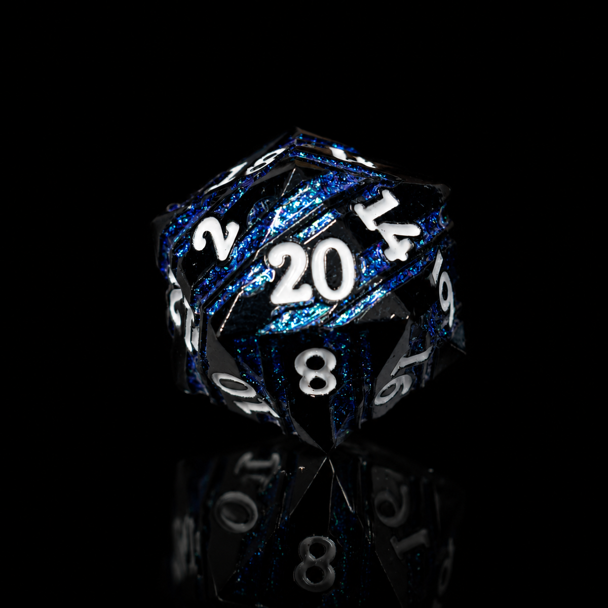 Lapis Purple Glitter Stripe - Metal Dice Set