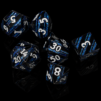 Lapis Purple Glitter Stripe - Metal Dice Set