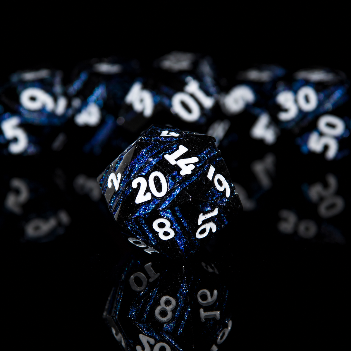 Lapis Purple Glitter Stripe - Metal Dice Set