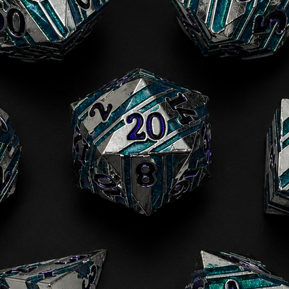 Iron Purple and Blue Stripe - Metal Dice Set