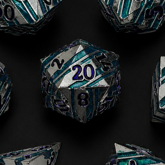 Iron Purple and Blue Stripe - Metal Dice Set