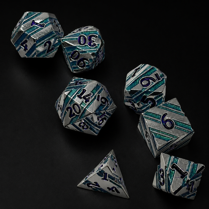 Iron Purple and Blue Stripe - Metal Dice Set