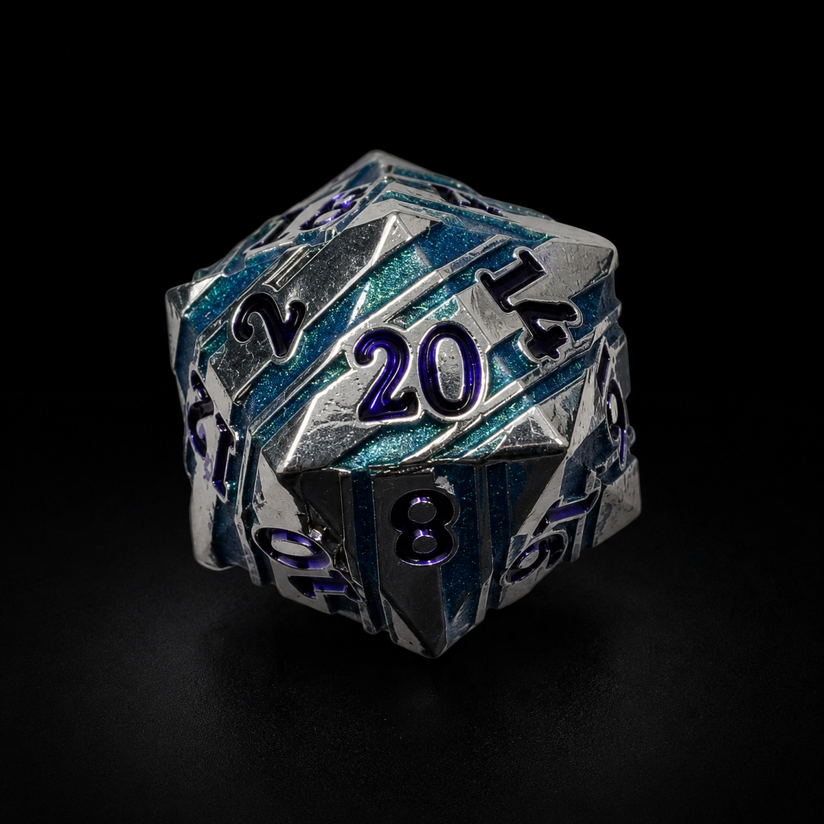 Iron Purple and Blue Stripe - Metal Dice Set