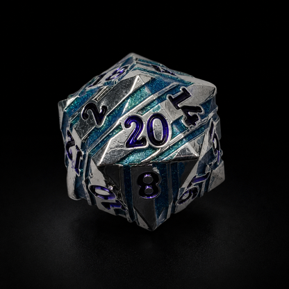 Iron Purple and Blue Stripe - Metal Dice Set