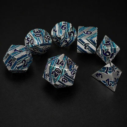Iron Purple and Blue Stripe - Metal Dice Set