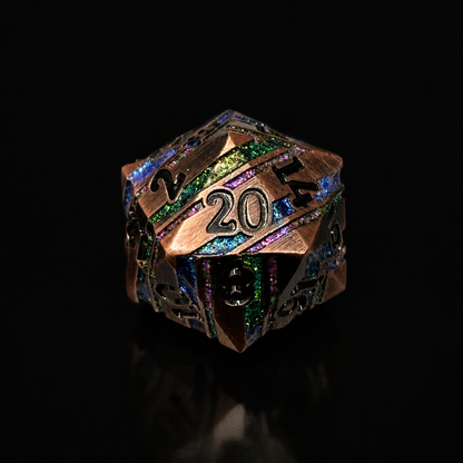 Copper Multi Glitter Stripe - Metal Dice Set