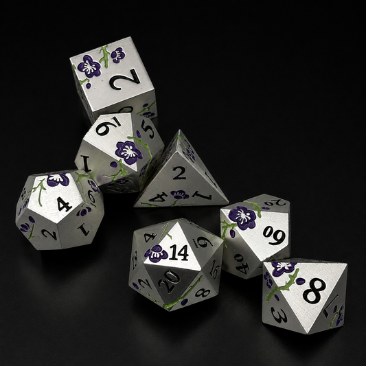 Iron Purple Cherry Blossom - Metal Dice Set