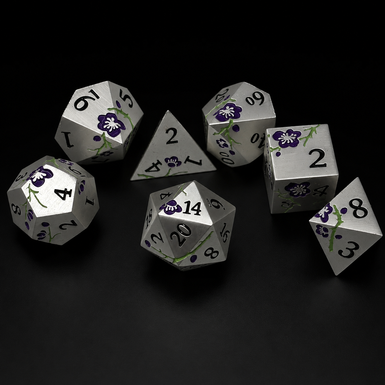 Iron Purple Cherry Blossom - Metal Dice Set