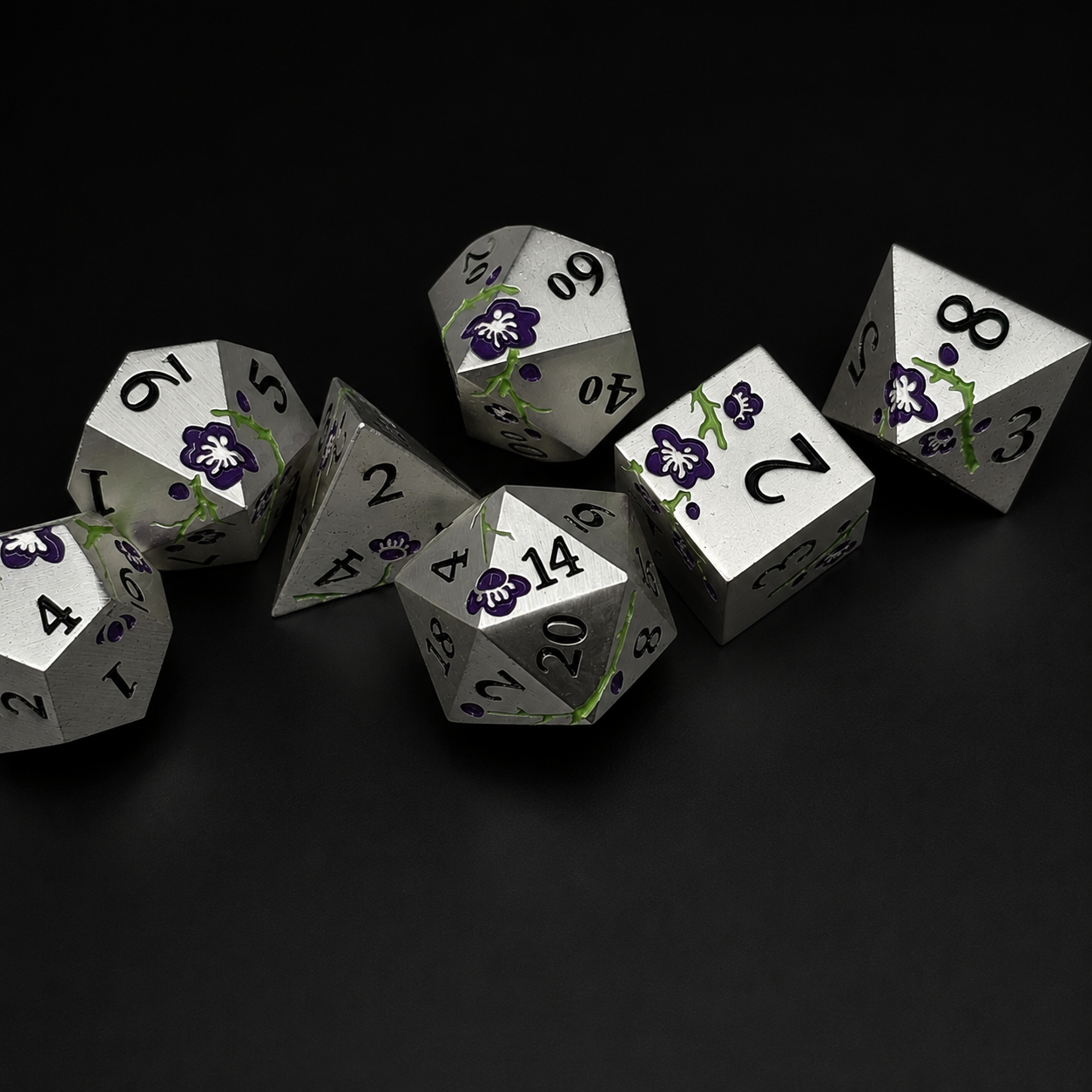 Iron Purple Cherry Blossom - Metal Dice Set