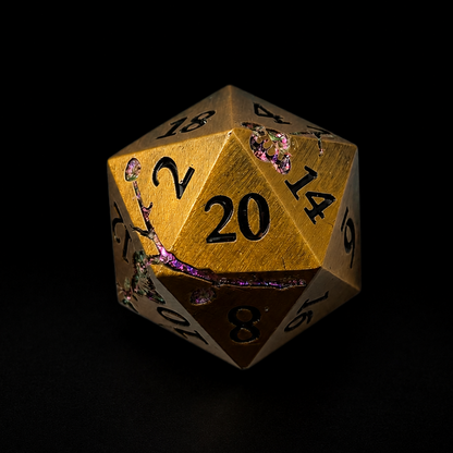 Bronze and Purple Cherry Blossom- Metal Dice Set