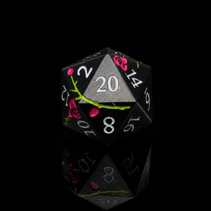 Black and Pink Cherry Blossom - Metal Dice Set