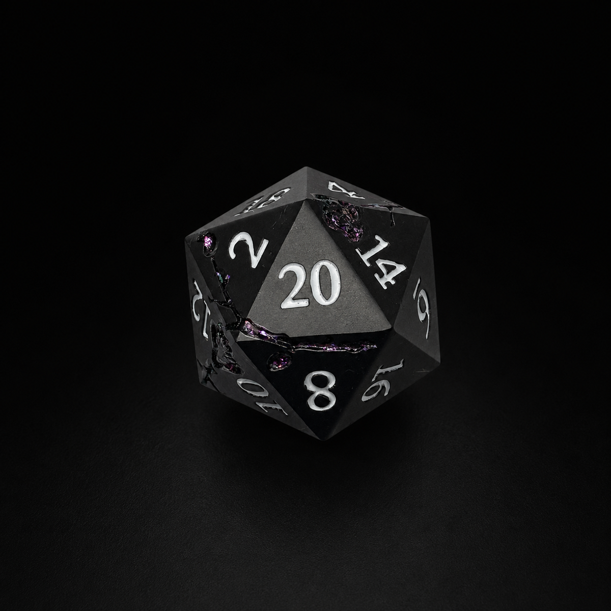 Black and Purple Cherry Blossom - Metal Dice Set