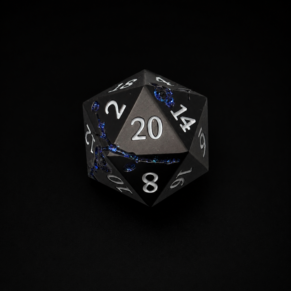 Black and Blue Cherry Blossom - Metal Dice Set