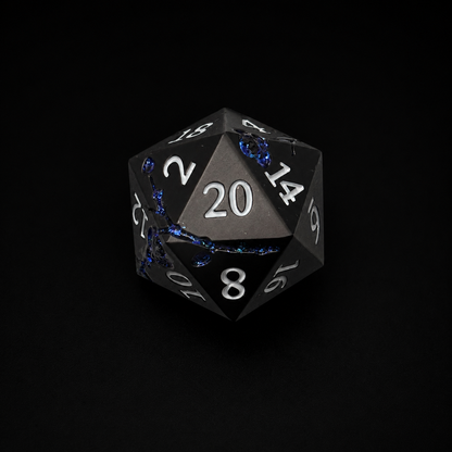 Black and Blue Cherry Blossom - Metal Dice Set
