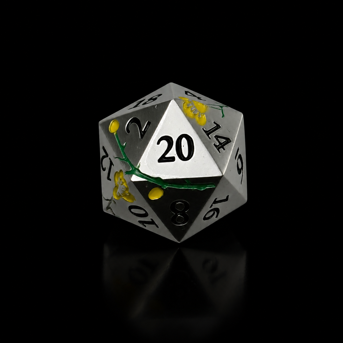 Iron Yellow Cherry Blossom - Metal Dice Set
