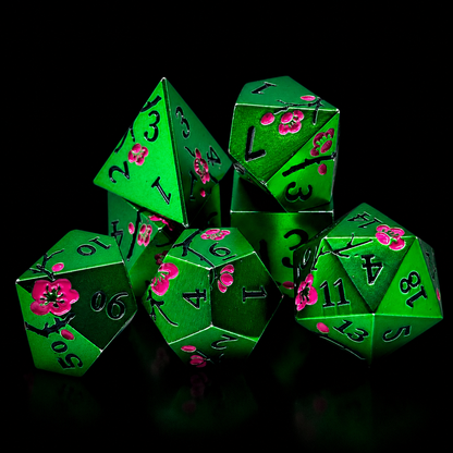 Green Cherry Blossom - Metal Dice Set